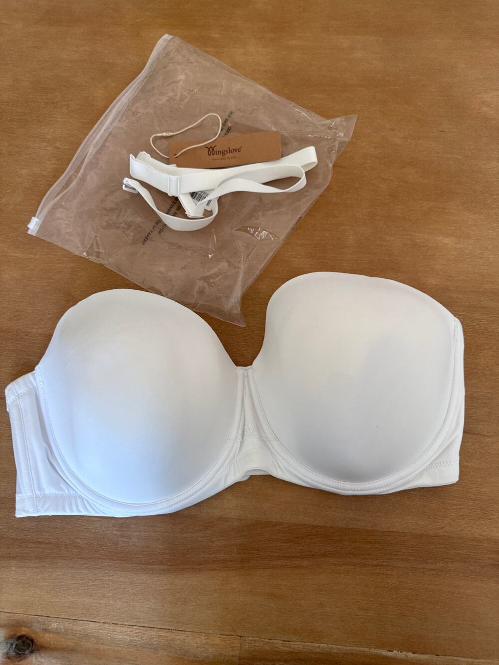 Wingslove 44DD strapless convertible bra white padded underwire